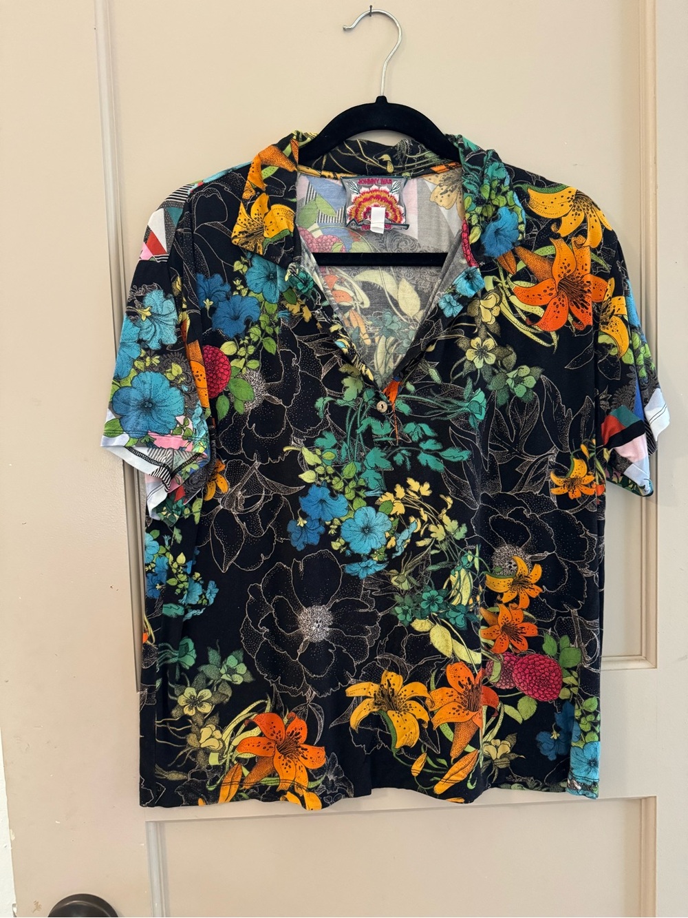 Johnny Was Rainbow Floral Casual Button Down Shirt Medium